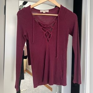 Urban Outfitters plunge lace up long sleeve